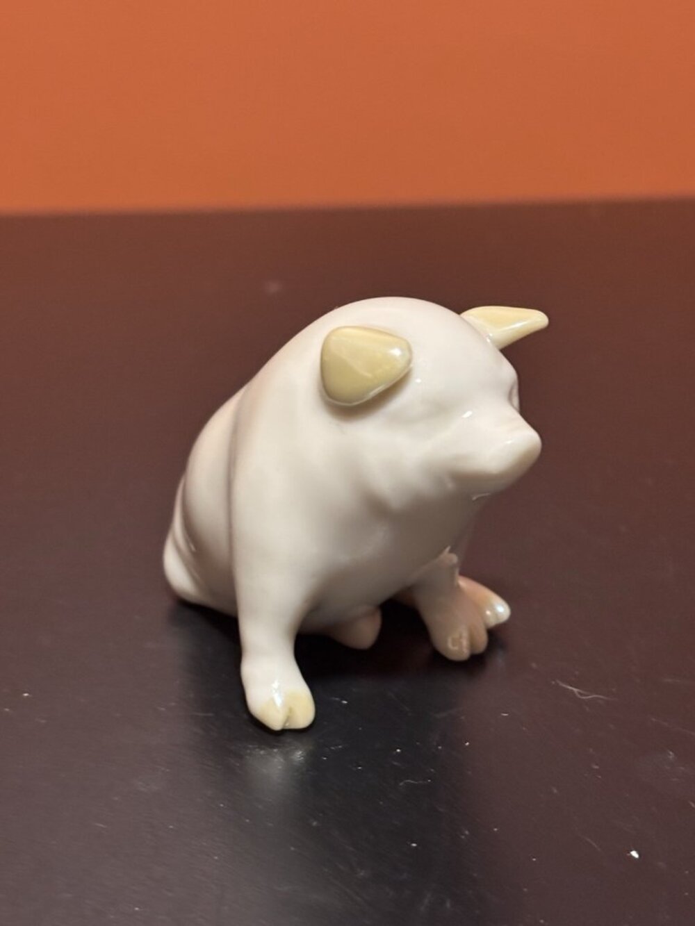 Vintage Belleek Ireland Porcelain Pig Figurine Figure 7th Gold Mark Collectible